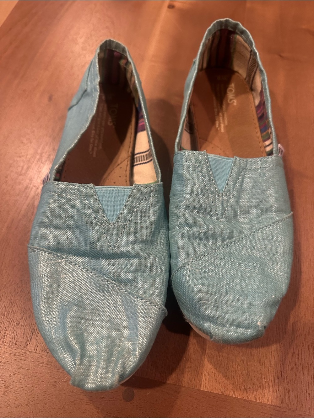 Toms turquoise Canvas Slip-On Flats